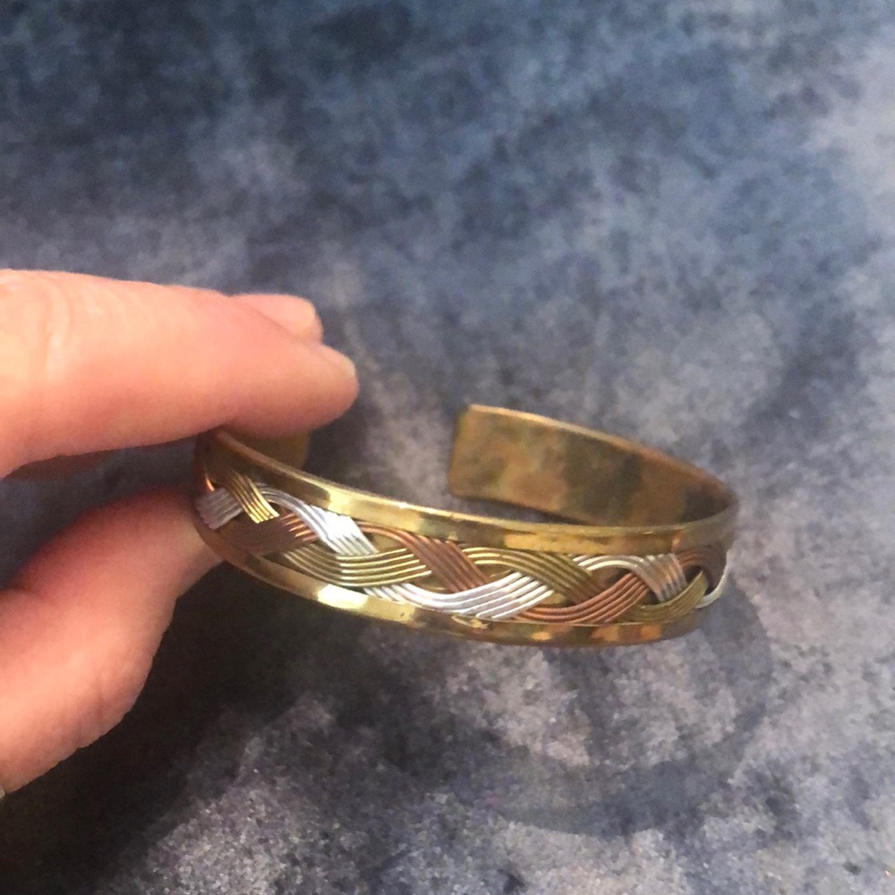 Braided Gold and Silver Cuff Bracelet